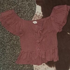 Women's Mauve Off-Shoulder Top